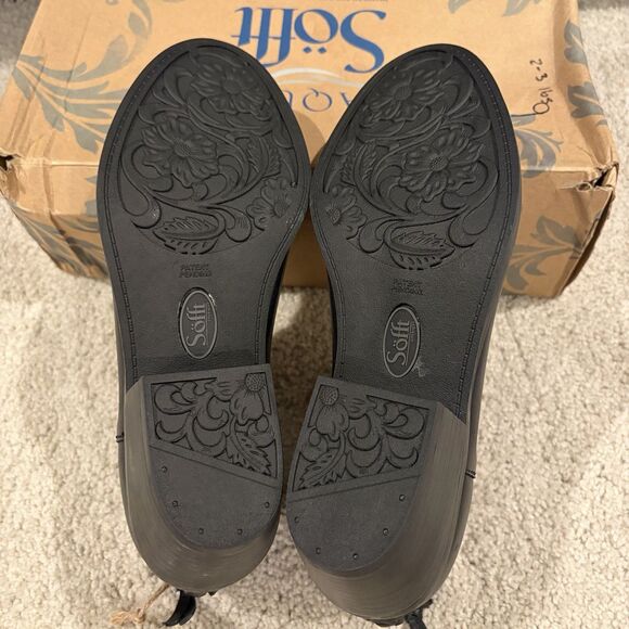 New Sofft Womens Angelica Black Leather Ankle Boots Sz 9 EU 40 Wet Weather Proof - Picture 7 of 11